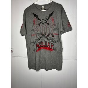 Y2K Fox Racing Mens Graphic T-Shirt Gray Moto X Honor Amongst Riders Size XL
